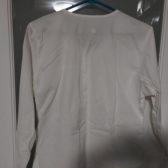 WonderWink WonderFlex Women White Scrub Top Long Sleeve Button Snap Sz Small - Picture 10 of 10